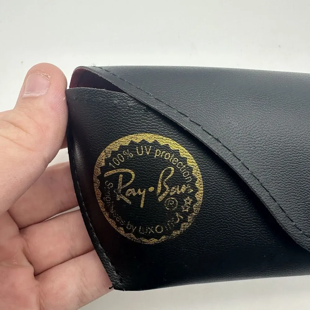 Genuine Ray Ban Sunglasses Case Only Empty Black Faux Leather Snap Replacement